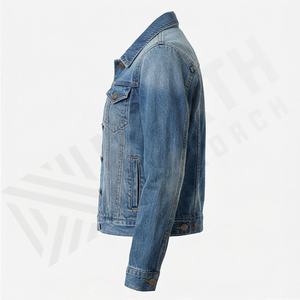 Veste en jean décontractée personnalisée pour hommes, grandes tailles, 100% coton, option logo sur le devant, respirante, veste d'hiver - Product Image 3