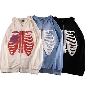Sudadera con capucha Y2k de esqueleto de alta calidad para hombre, Sudadera con capucha extragrande mezclada de algodón transpirable de fabricante al por mayor - Product Image 3