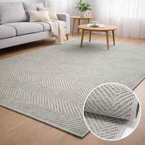 Tapis d'intérieur rectangulaire Manemi moderne à tissage plat en chevrons 5x7, antidérapant, pour salon, en polypropylène, lavable en machine - Product Image 3