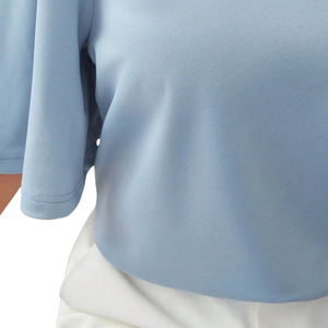 Blusa informal holgada de manga media para mujer, camisa de punto suave con cuello redondo de color liso, blusa de moda para el día a día, para primavera y verano - Product Image 5