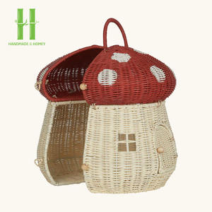 Cesta de Almacenamiento de Mimbre Hecha a Mano con Forma de Hongo para Decoración de Habitación Infantil, Accesorio para Fotos, Bolso Infantil - Product Image 2
