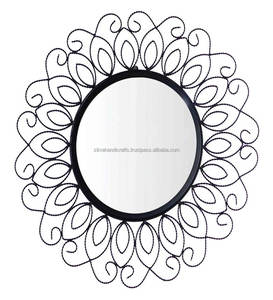 Miroir peint en or en métal, finition moderne et moderne pour salon, décoration murale en métal, miroirs entièrement montés - Product Image 3