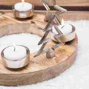 Best Selling Metal <b>Tree</b> & Star Tea <b>Light</b> Holder With Wooden Base in Low Price From India - Product Image 2