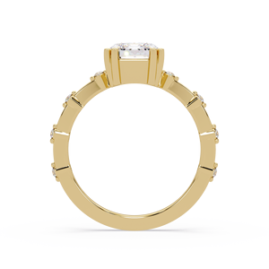 Bagues de fiançailles personnalisées en or jaune 14 carats avec diamant de laboratoire taille émeraude, certifiées IGI, solitaires, pour mariage, pour femmes - Product Image 5