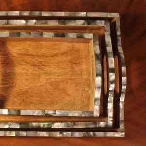 Plateau en résine artisanal contemporain, incrustation de nacre, style moderne et luxueux, facile à nettoyer, vaisselle pour la cuisine, 10x12 pouces - Product Image 5