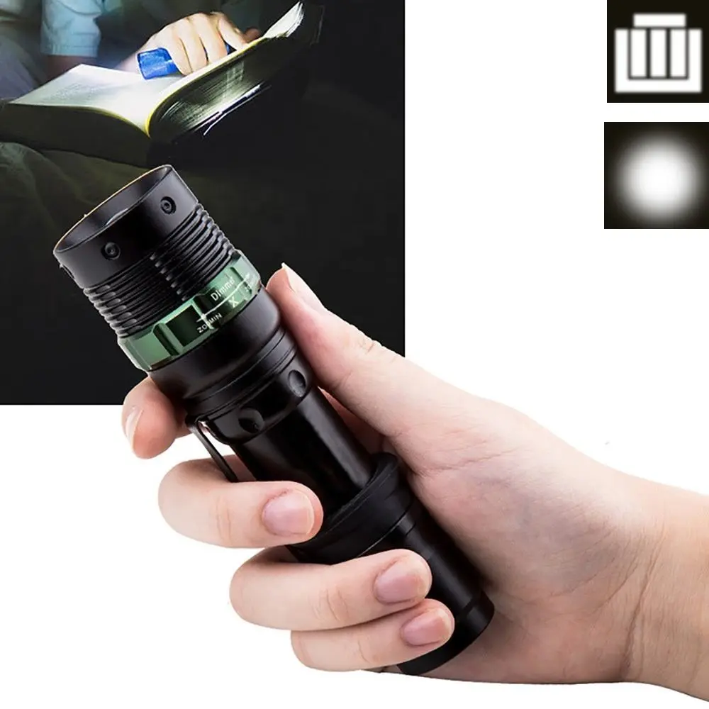 Zoomable Pocket piccola torcia a LED forte torcia leggera Super luminosa tattica ricaricabile Led in metallo Mini torcia elettrica a LED