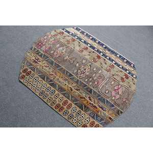 Alfombra Vintage de 3.4x4.3 pies, Alfombra Turca, Alfombra Azul a Rayas de Lana - Product Image 4