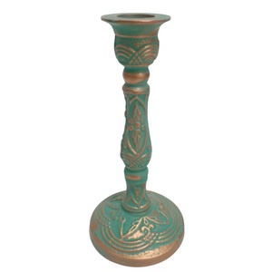 Bougeoir décoratif en métal de Noël en cuivre avec bougeoir antique vert pour la décoration de la maison et de la table - Product Image 1