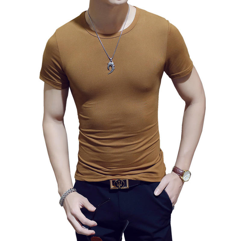Short sleeve round neck coffee