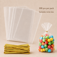 Sacs plats en cellophane OPP transparents et épais, sacs d'emballage haute transparence pour bonbons, biscuits, cadeaux, jouets et emballages de détail