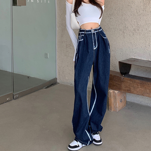 Offre Spéciale hiver mode femmes personnalisé droite Denim pantalon de haute qualité respirant décontracté Street Wear solide jean - Product Image 4