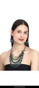 Collier de mariage bleu multi-brins en résine artisanale écologique de luxe - Product Image 1