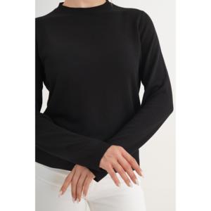 Suéter Negro de Cuello Redondo para Mujer, Tejido Fino, Producto al por Mayor - Product Image 2