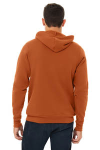 Sweat-shirt à capuche en éponge française unisexe de poids moyen, orange brûlé, chiné, lavage confortable pour vêtement, coton brodé teint en bambou - Product Image 3