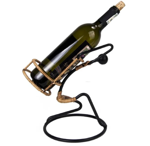 Porte-vin en métal noir funky support artistique unique parfait pour exposer des bouteilles de vin dans les maisons disponibles au prix de gros - Product Image 1