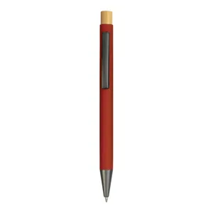 Penna in Metallo Gommato Personalizzata con Dettagli in Bambù - Gadget Promozionale - Product Image 3