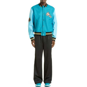 Chaqueta Deportiva de Cuero al por Mayor para Hombre, Estilo Universitario, Bordado Chenille, Cuello Alto Retro, Ropa de Abrigo de Invierno - Product Image 5