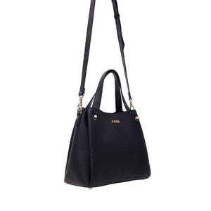Sac à main en cuir de vache noir grainé - Product Image 2