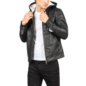 Venta al por mayor última moda chaqueta de cuero con cremallera para los hombres al por mayor mejor invierno hombres Slim Fitness chaquetas de cuero diseño personalizado - Product Image 5