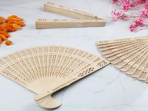 Abanico de madera artesanal ecológico cultural con tela de algodón suave para celebraciones tradicionales, ceremonias y festivales - Product Image 3