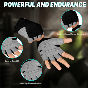 <b>Weight</b> Lifting Half Finger Breathable Spandex Customized Premium Powerlifting Workout <b>Gloves</b> for Gym Training - Product Image 6
