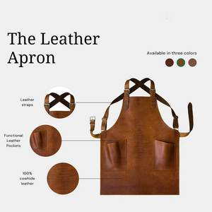 Delantal de Cuero de Estilo Artesanal Clásico con Correas Ajustables, Diseño de Portaherramientas con Múltiples Bolsillos - Product Image 2