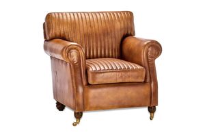 Canapé en cuir véritable fait main Navyani Arts, aspect moderne, finition antique, pieds en bois, dossier à coussin, accoudoirs roulés, forme carrée, haut - Product Image 3
