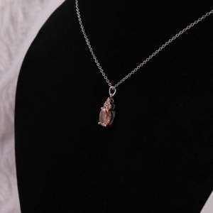Colgante Personalizable de Oro Sólido de 14 Quilates con Pequeño Diamante Rosa Ovalado Cultivado en Laboratorio, Chapado en Oro de 14K, para Todas las Ocasiones, Fiestas, Regalos para Mujeres - Product Image 4
