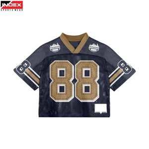 Maillot de football américain INDEX, col en V, manches courtes, maille respirante, bleu marine et or, numéro 88, coupe classique pour homme - Product Image 1