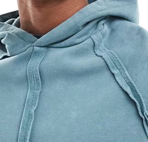 Sudadera con capucha térmica de algodón 100% con estampado de hojaldre personalizado lavado con ácido - Product Image 5