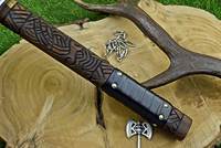 Marteau nordique fait à la main avec manche Viking sculpté, marteau médiéval avec symbole Valknut, marteau nordique, cadeau unique pour lui