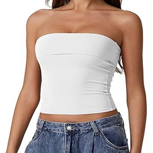 Vente en gros T-shirt court pour femmes débardeur sans couture Streetwear tricot côtelé extensible sans manches décontracté débardeur stock - Product Image 3