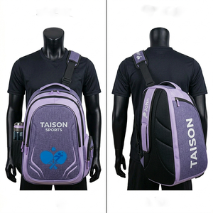 Men Table Tennis <b>Backpack</b> High Density Polyester Fabric Purple Black Panel Design Custom Heat Transfer Logo Durable Sports Bag - Product Image 1