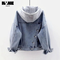 Chaqueta Bomber de Mezclilla con Capucha para Mujer, Transpirable, de Algodón, Impermeable, Resistente al Viento, Reversible, con Mangas Desmontables