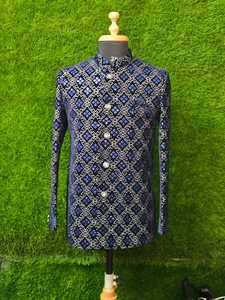 Vêtements islamiques de haute qualité en velours indo-occidental Sherwani Kurta pour mariage Robe musulmane avec costumes pour hommes - Product Image 4