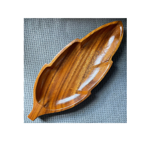 Assiette à feuilles en bois d'acacia antique Vaisselle Plateau en bois poli naturel unique Fabricant indien - Product Image 1