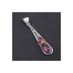 Colgante de Piedra solar de Cuarzo Rosa, joyería de plata de ley 925, famosa, hecha a mano - Product Image 5