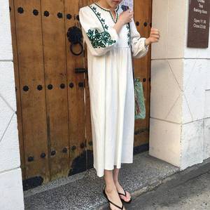 Vestido bohemio de alta calidad bordado bohemio Hippie mexicano Maxi mujeres vestido largo para hermosa dama niña vestidos casuales - Product Image 6