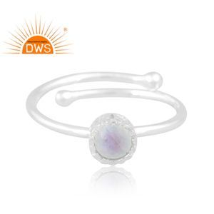 Dernière tendance argent Sterling fin naturel arc-en-ciel lune pierre gemme bague empilable bijoux personnalisés pour les femmes cadeau pour elle - Product Image 2