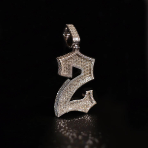 Pendentifs numériques personnalisés en argent 925 plaqué or 14 carats avec diamants Moissanite taille brillant, style unique, pour hommes et femmes, tendance - Product Image 3