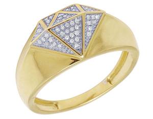 Anillo de moissanita en forma de diamante para hombre Chapado en oro S925 Plata Hip Hop Fiesta Joyería - Product Image 1