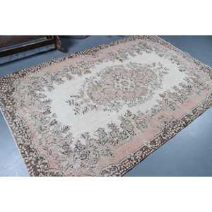 Tapis turc vintage 5,3 x 8,6 pieds, grand tapis, tapis en laine rose - Product Image 2