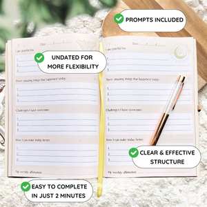 LABON Journal de gratitude Livre de réflexion quotidien Pensée positive Mindfulness Self-Care Journal de croissance personnelle avec stylo en cristal - Product Image 5