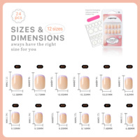 AIERFEI 24 faux ongles courts carrés à bordure violette, ongles nus, design personnalisé accepté