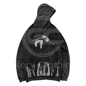 Sudadera con capucha informal de moda callejera para hombre con diseño de bolsillo suave y cómodo ajuste holgado invierno Dtg estampado lavado con ácido cuello con capucha - Product Image 1