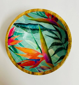 ชามไม้พิมพ์ลายเคลือบแบบดั้งเดิมชามไม้ออกแบบดอกไม้งานฝีมือชามลึกปานกลางขายส่งเป็นกลุ่มผู้ผลิตงานหัตถกรรม - Product Image 4