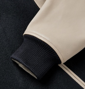 แจ็กเก็ตเบสบอลแขนเสื้อหนังสำหรับผู้ชายแจ็คเก็ตนักเบสบอลผ้าวูลตัวอักษรออกแบบได้ตามต้องการ - Product Image 4