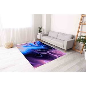 Alfombra Vortex Illusion: Alfombra Moderna con Estampado Abstracto Azul, Alfombra Delgada No Tejida - Product Image 3