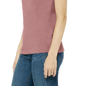 เสื้อยืดทรงสลิมฟิตสำหรับผู้หญิง,เสื้อติดไหล่ความยาวลำตัวยาวขึ้น100% Airlume หวีและแหวนปั่นผ้าฝ้าย32 Single 4.2 Oz Mauve - Product Image 5