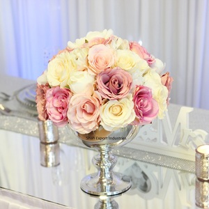 Handmade Designer Pedestal Flower Bowls Shiny Polished Metal <b>Vase</b> for Classic Wedding Event or Party Tabletop Decoration - Product Image 5